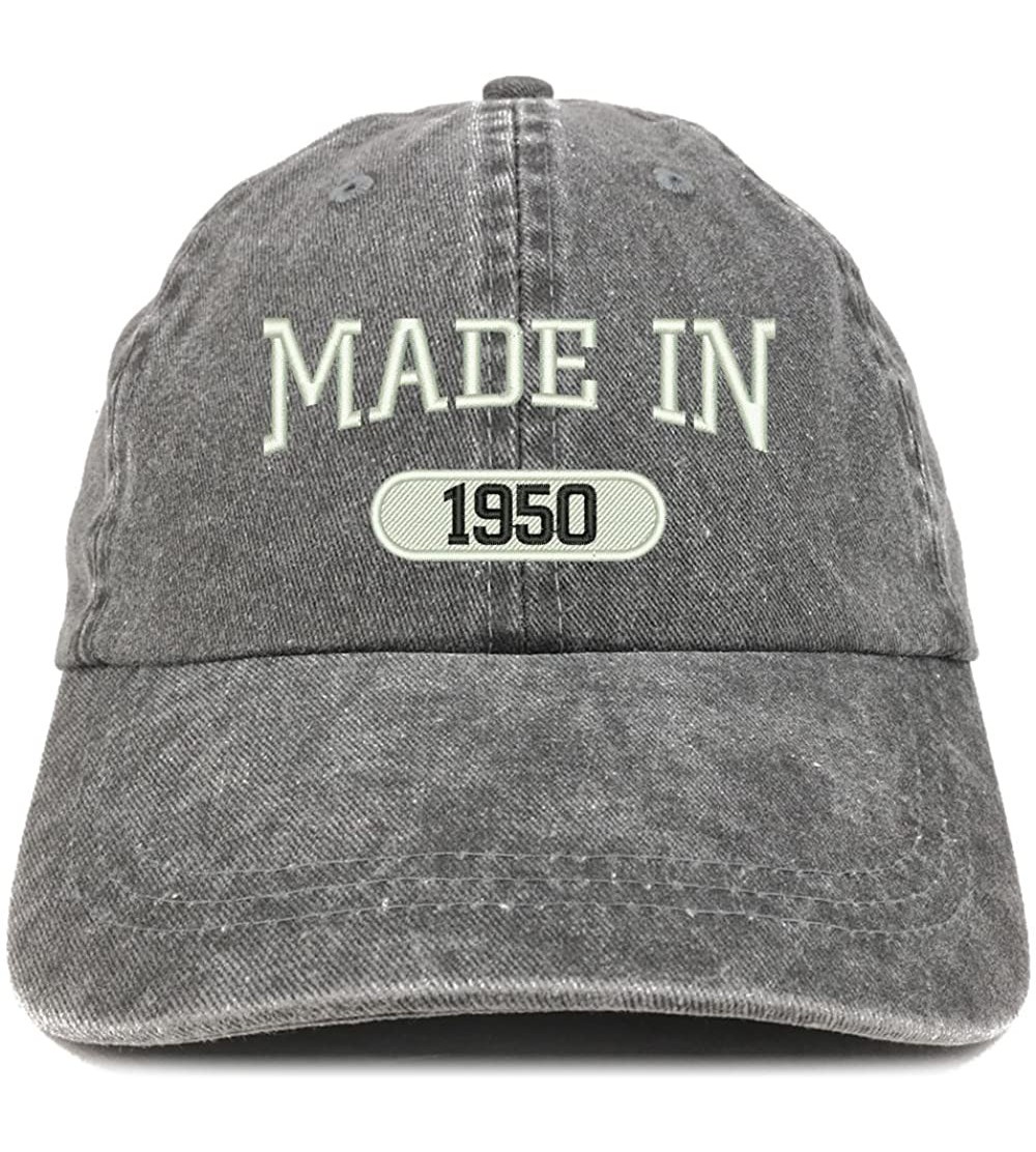 Baseball Caps Made in 1950 Embroidered 70th Birthday Washed Baseball Cap - Black - CH18C7HOS5O $19.81