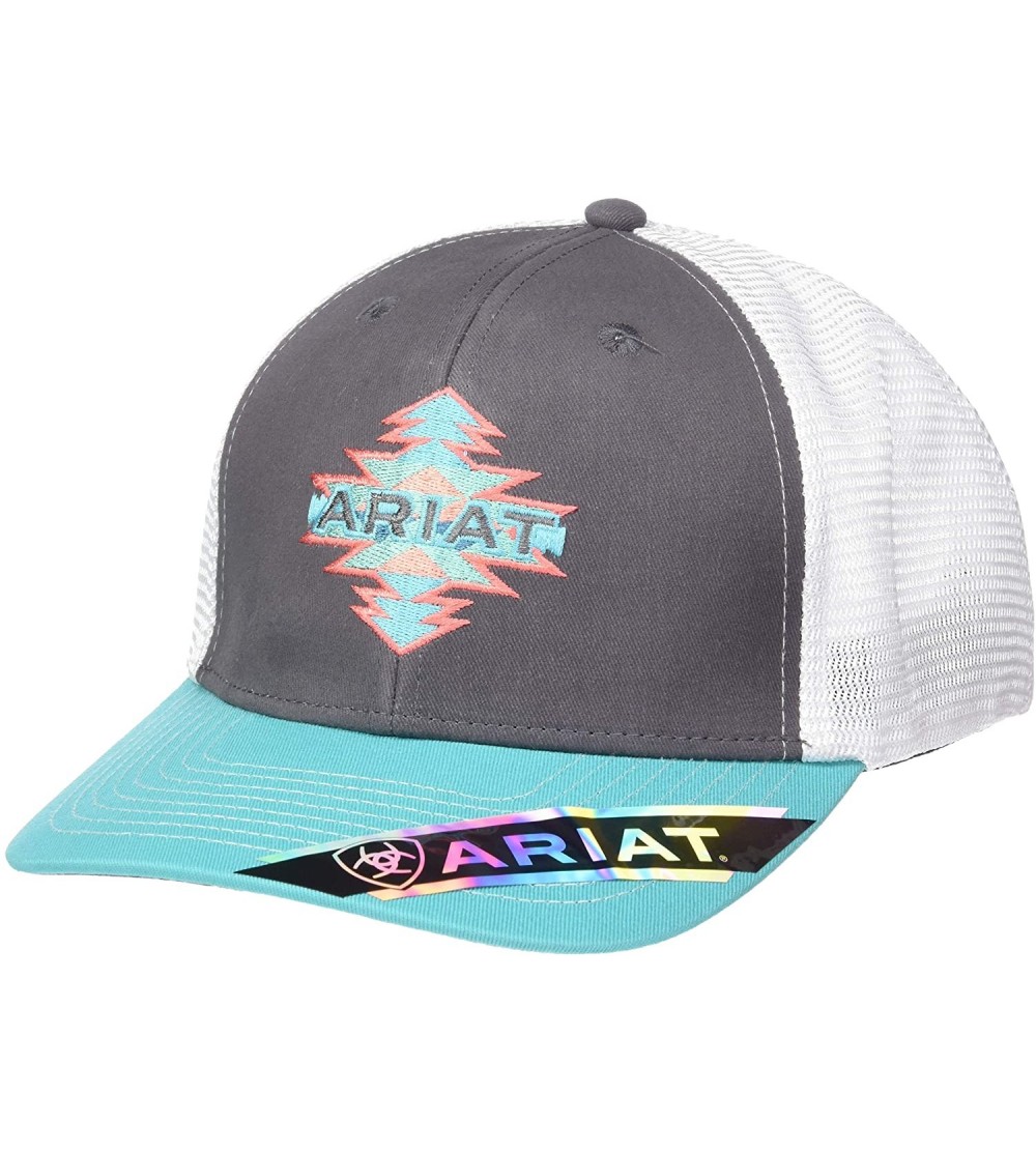 Baseball Caps Aztec Logo Ball Cap - Grey- Turquoise- Coral - CG1868II3CL $25.32