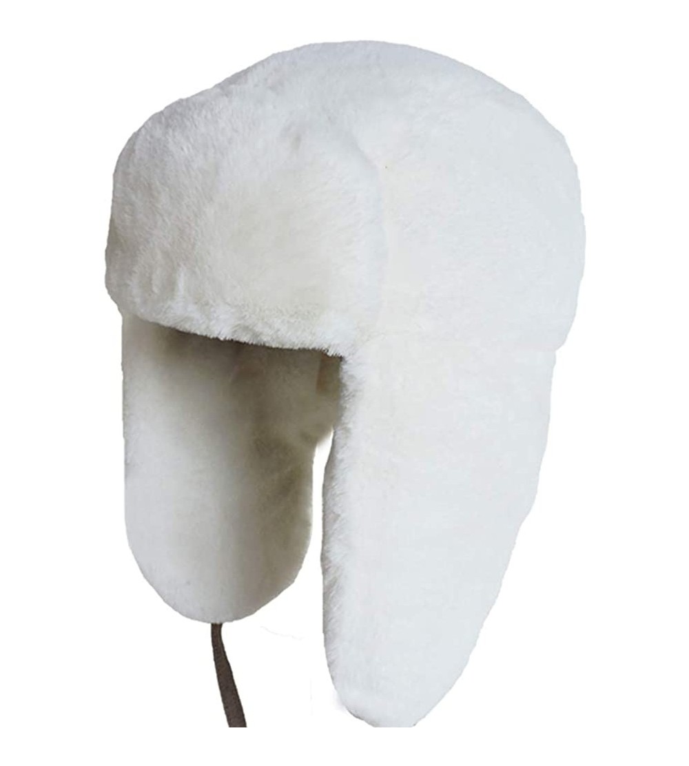 Skullies & Beanies Women Faux Fur Snow Trapper Hat with Ear Flap for Skiing Head - White - CL18K3D207Y $19.33