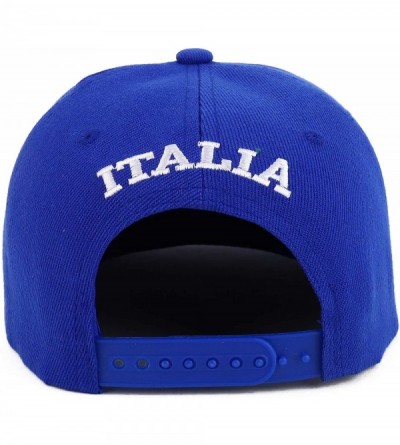 Baseball Caps Country Name 3D Embroidery Flag Print Flatbill Snapback Cap - Italia Royal - C118W68U0IC $15.52