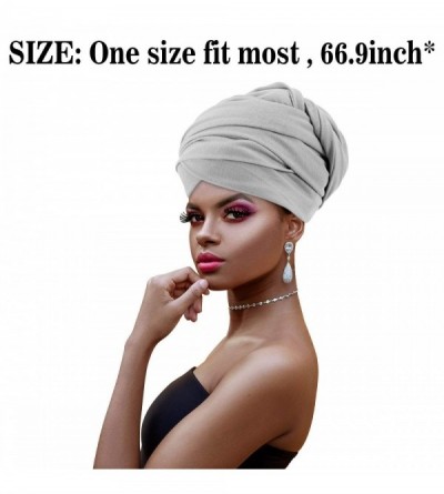 Headbands African Head Wraps Turban For Women Women' Soft Stretch Headband Long Head Wrap Scarf (2Black+grey) - 2Black+grey -...