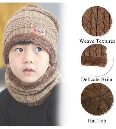 Skullies & Beanies Winter Hat for Adults/Kids- Knit Beanie Cap and Scarf with Fleece Lining - Khaki - C618IRE52MA $16.29