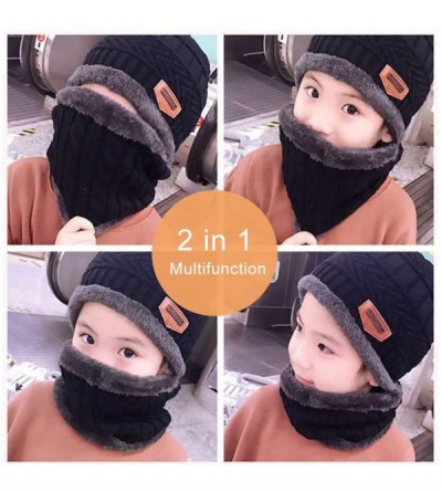 Skullies & Beanies Winter Hat for Adults/Kids- Knit Beanie Cap and Scarf with Fleece Lining - Khaki - C618IRE52MA $16.29