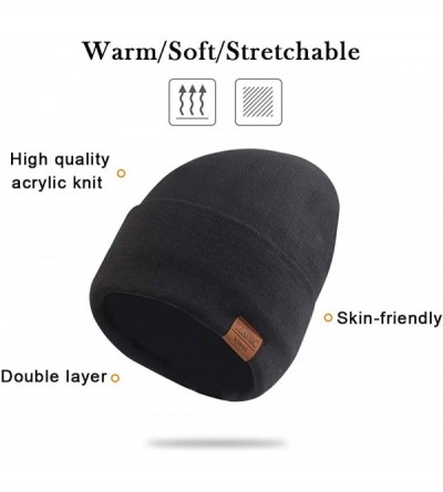 Skullies & Beanies Men Winter Beanie Hat Scarf Set Women Knitted Skull Cap Thick Fleece Neck Warmer for Outdoor Ski Sport - B...