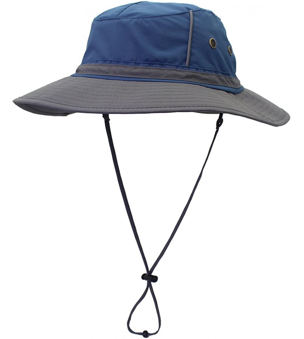 Sun Hats Unisex Reflective Sunshade hat Bucket Hat UV50+ with Wide Brim for Summer Anti Ultraviolet Cap - Blue+gray - C418EGC...