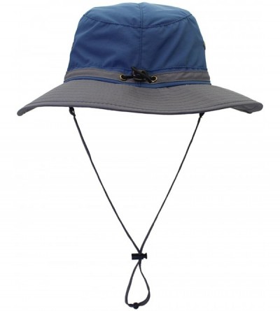 Sun Hats Unisex Reflective Sunshade hat Bucket Hat UV50+ with Wide Brim for Summer Anti Ultraviolet Cap - Blue+gray - C418EGC...