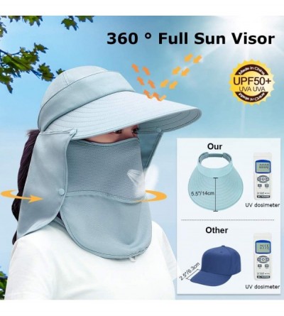 Sun Hats Sun Visor Hats Women Wide Brim Summer Hat Golf Hats for Women UV 50 Foldable Packable Sun Cap - Sky-blue - CF196YU4R...