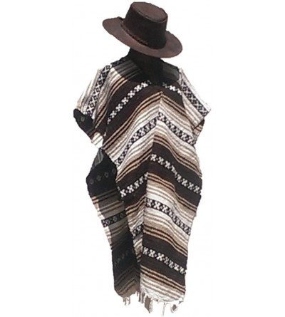 Cowboy Hats Clint Eastwood Western Black Cowboy Hat & Brown Poncho Set - Small Brown Hat & Brown Poncho - CK12O5GH104 $39.82