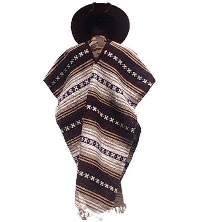 Cowboy Hats Clint Eastwood Western Black Cowboy Hat & Brown Poncho Set - Small Brown Hat & Brown Poncho - CK12O5GH104 $39.82