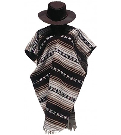 Cowboy Hats Clint Eastwood Western Black Cowboy Hat & Brown Poncho Set - Small Brown Hat & Brown Poncho - CK12O5GH104 $39.82