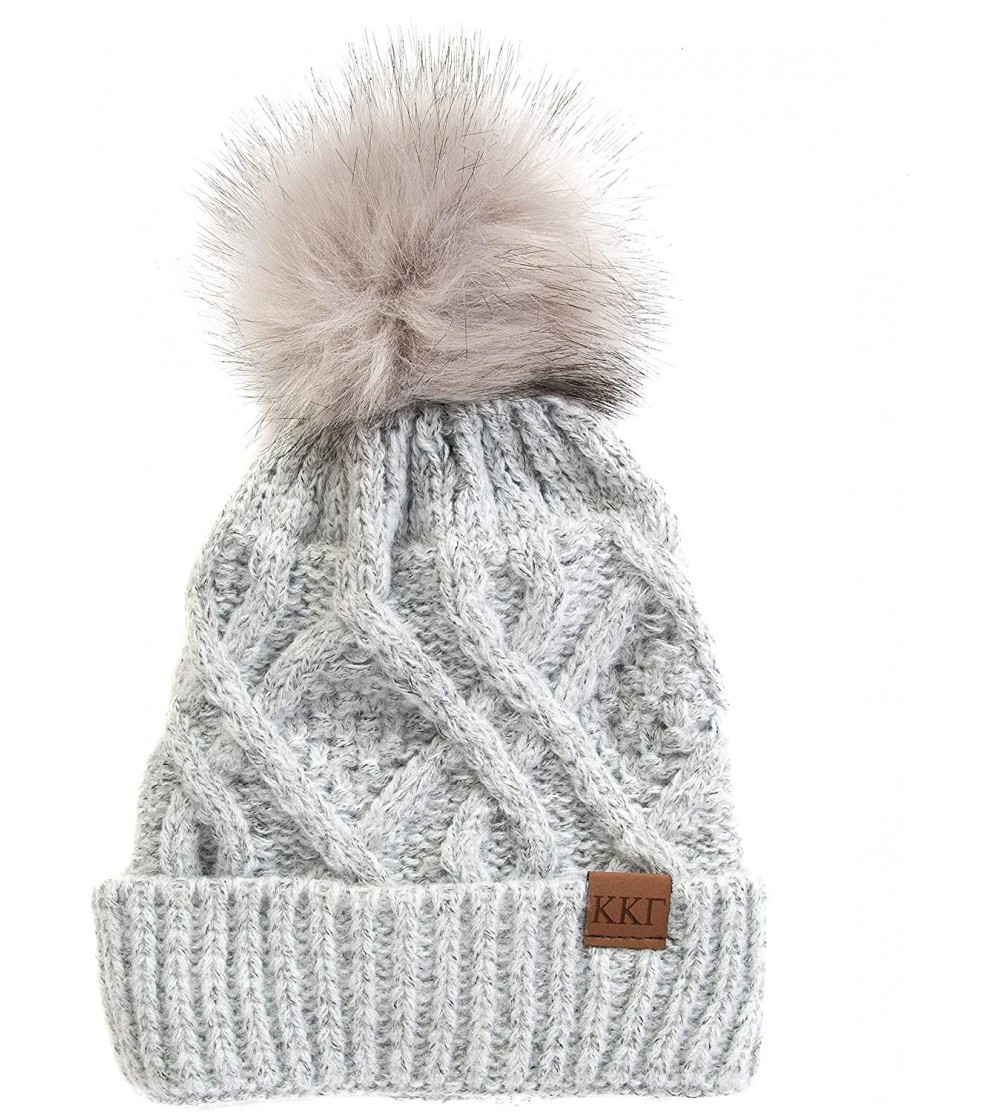 Skullies & Beanies Gamma Faux Fur Pom Beanie Hat Winter Gray - CE18N6S5XIM $19.74