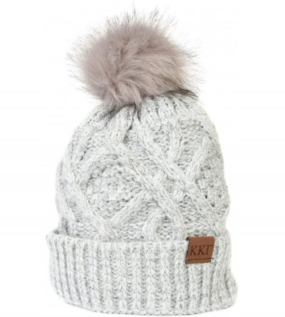 Skullies & Beanies Gamma Faux Fur Pom Beanie Hat Winter Gray - CE18N6S5XIM $19.74