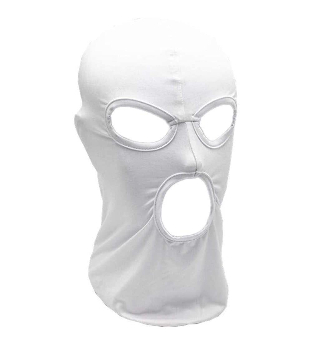 Balaclavas Balaclava Mask-Thin Lycra Three Holes Full Face Mask for Motorcycle Bike Hunting Cycling Cap Ski - White - CK18CSL...