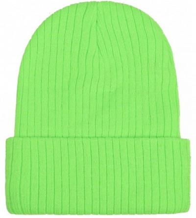 Skullies & Beanies Unisex Beanie Knit Winter Soft Warm Hats for Women and Men Beanies Skull Caps - Neon-green - CP186IE9G2W $...