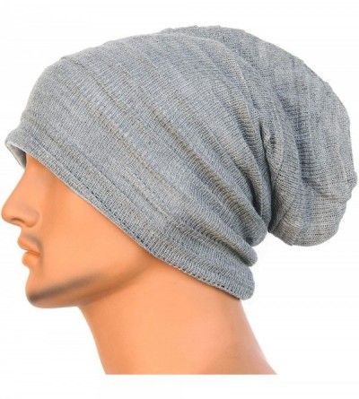 Skullies & Beanies Men Women Summer Thin Slouchy Long Beanie Hat Cool Baggy Skull Cap Stretchy Knit Hat Lightweight - Lightgr...