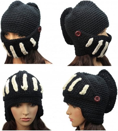 Balaclavas Cool Crochet Knit Roman Knight Helmet Ski Hat Winter Warm Mask Beanie Black - C911JVD0FIV $14.43