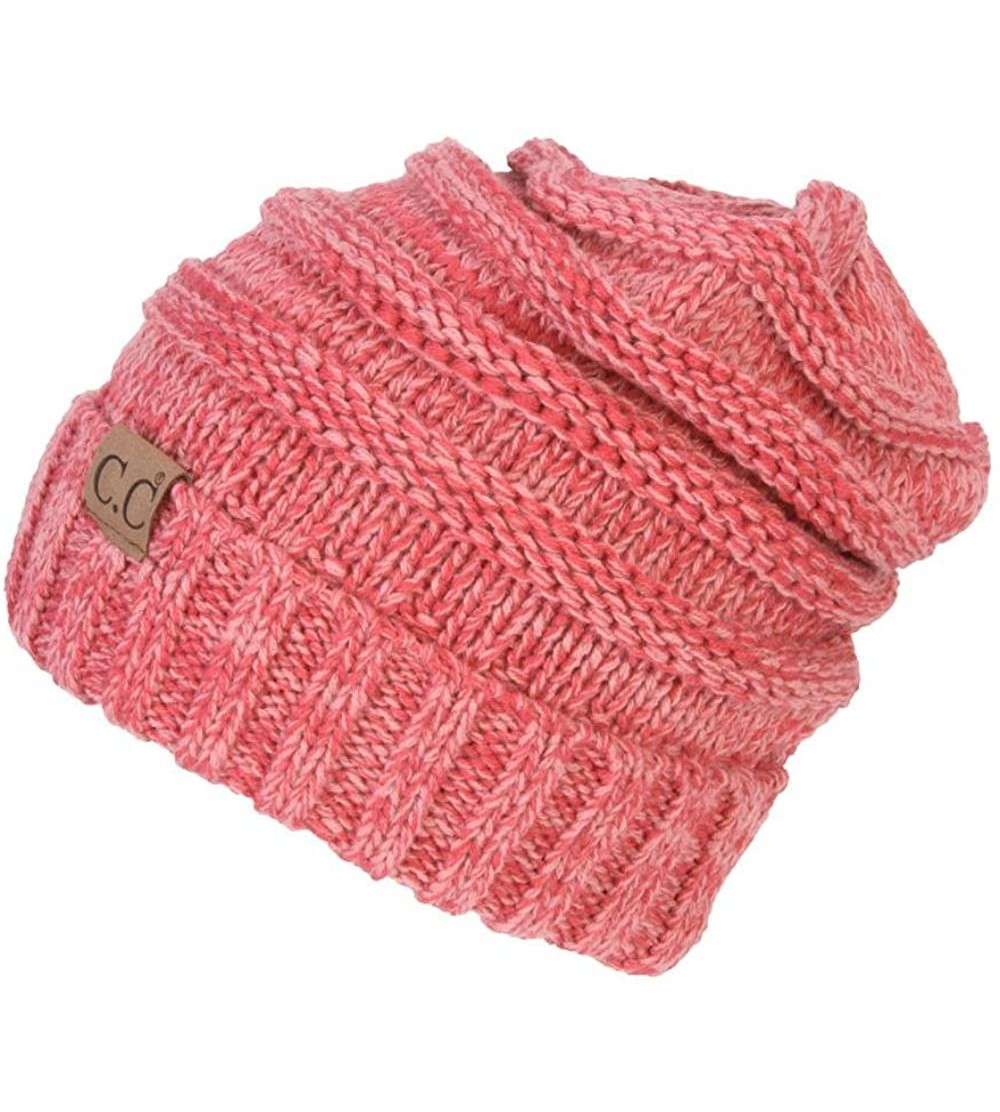 Skullies & Beanies Trendy Oversized Chunky Soft Beanie - Dark Rose - C212MYM1L2X $9.29