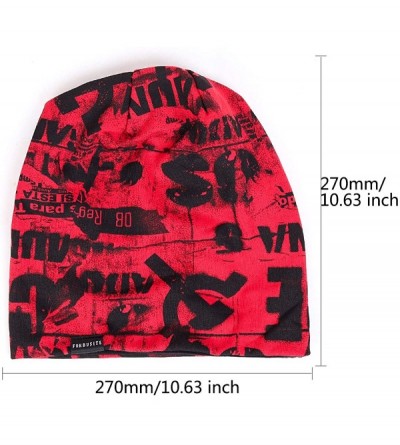 Skullies & Beanies Mens Printed Skull Caps Summer Hip Beanies for Women B411 - Red - CK18ZKDD9YU $12.10