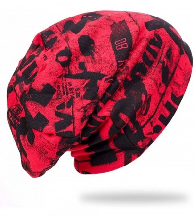 Skullies & Beanies Mens Printed Skull Caps Summer Hip Beanies for Women B411 - Red - CK18ZKDD9YU $12.10