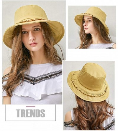 Sun Hats Beach Hats for Women Sun Hat Summer UPF 50+ UV Fishing Protection Beach Hat Foldable Wide Brim Cap - Yellow a - CL18...