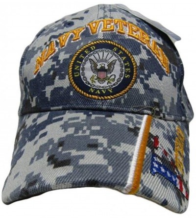 Skullies & Beanies Blue ACU U.S. Navy Veteran Emblem V Embroidered Cap Hat - C3188YI4KW5 $8.38