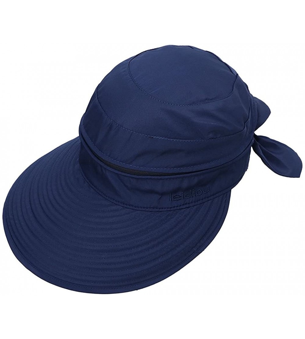 Bucket Hats Woman Baseball Caps Sun Hat Wide Brim Sun Visor Summer Beach Golf Hat - Navy Blue - CZ18C0AKK6L $13.39