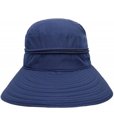 Bucket Hats Woman Baseball Caps Sun Hat Wide Brim Sun Visor Summer Beach Golf Hat - Navy Blue - CZ18C0AKK6L $13.39