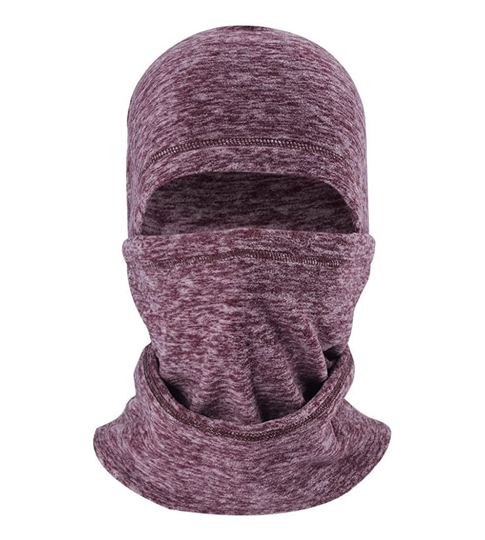 Skullies & Beanies Balaclave Fleece Windproof Ski Mask Face Mask Tactical Hood Neck Warmer - Heather Coffee-polar Fleece - C3...