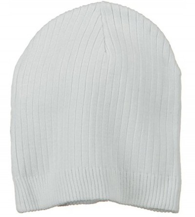 Skullies & Beanies Big Stripe Ribbed Cotton Beanie - White - C6113RD0SUL $20.74