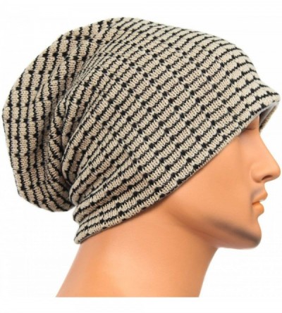 Skullies & Beanies Unisex Adult Winter Warm Slouch Beanie Long Baggy Skull Cap Stretchy Knit Hat Oversized - Khaki - C312910T...