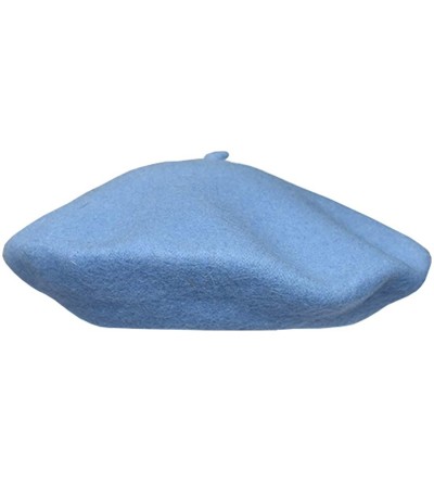 Berets Women's Wool Solid Color Classic French Beret Beanie Hat - Sky Blue - CY12LCO1SPF $8.74