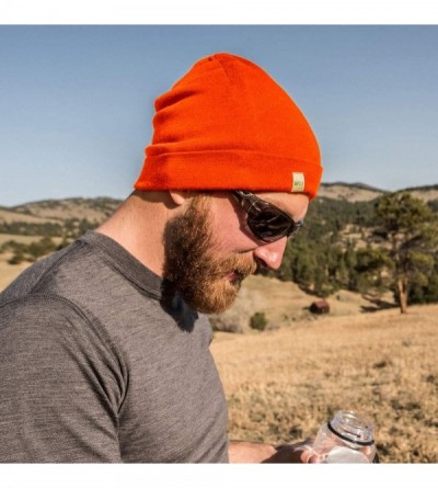 Skullies & Beanies Ridge Cuff Wool Beanie - Blaze Orange - CL18G0D0DU0 $16.83