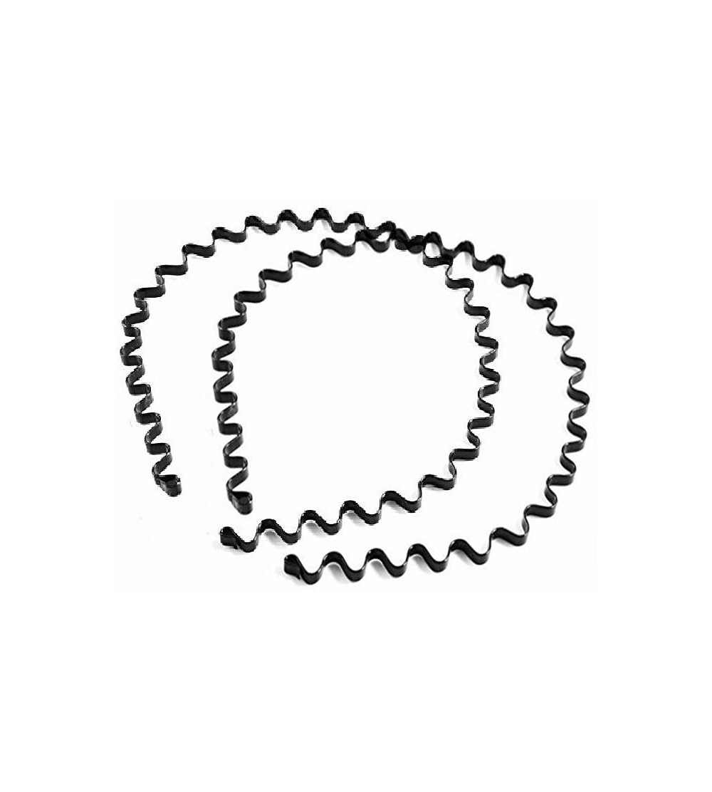 Headbands Unisex Wavy Metal Black Hair Hoop Headband Headware Accessories Sports Band For Girls Men Women - CY12NZUAUFJ $10.93