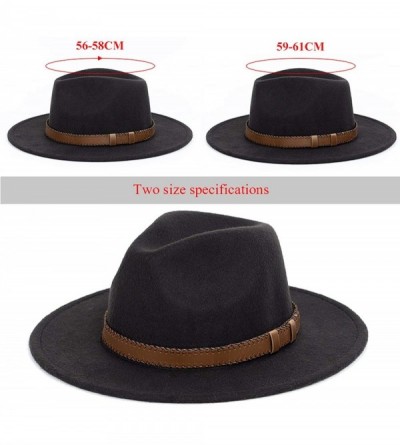 Fedoras Women Men Wide Brim Fedora hat Wool Pork Pie Flat Top Hat Vintage Felt hat Gambler Hat - Coffee - CM18QC48ZIL $19.96