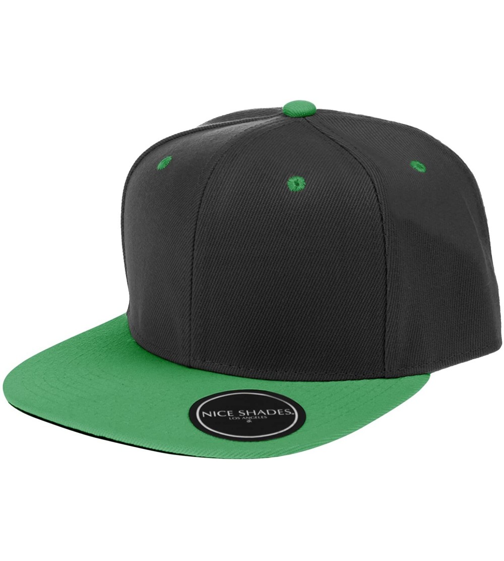 Baseball Caps Classic Flat Bill Visor Blank Snapback Hat Cap with Adjustable Snaps - Black - Green - CC119R34TGJ $11.06