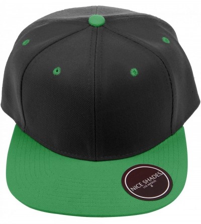 Baseball Caps Classic Flat Bill Visor Blank Snapback Hat Cap with Adjustable Snaps - Black - Green - CC119R34TGJ $11.06