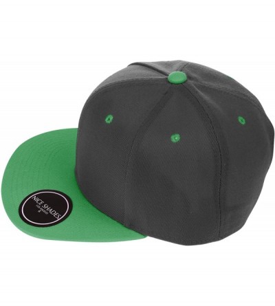 Baseball Caps Classic Flat Bill Visor Blank Snapback Hat Cap with Adjustable Snaps - Black - Green - CC119R34TGJ $11.06