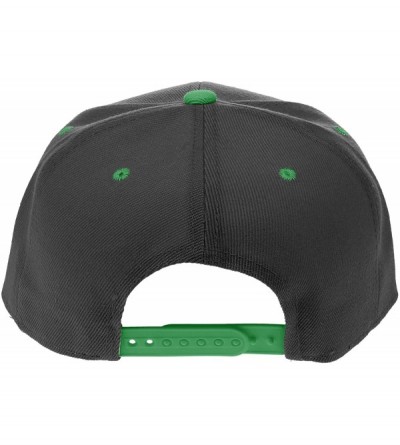 Baseball Caps Classic Flat Bill Visor Blank Snapback Hat Cap with Adjustable Snaps - Black - Green - CC119R34TGJ $11.06