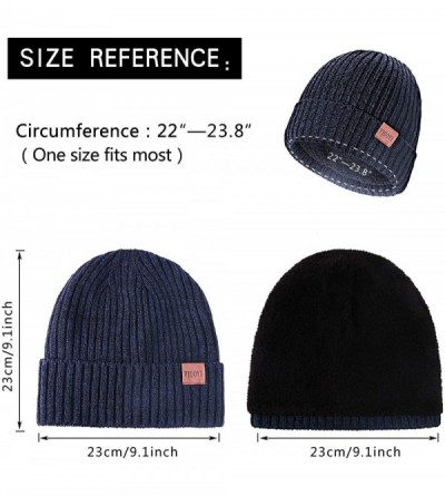 Skullies & Beanies Winter Knit Beanie Hats for Men and Women Warm Fleece Stretch Slouchy Skull Cap - Navy Dark - CH18IU9YSQ5 ...