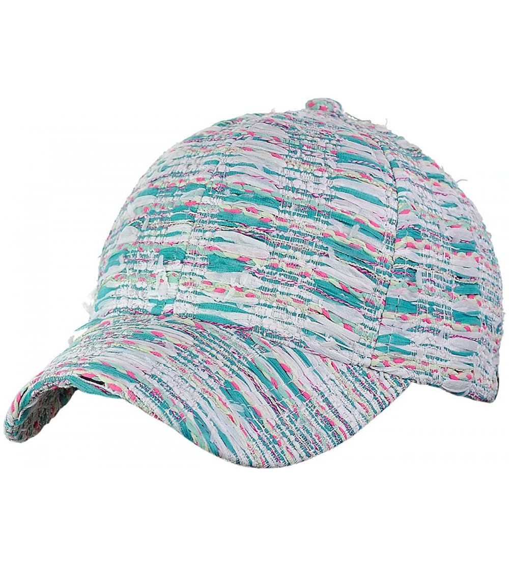 Baseball Caps Silver Metallic Multicolor Weaved Adjustable Precurved Baseball Cap Hat - Mint - CF17YC5Z4NU $11.96