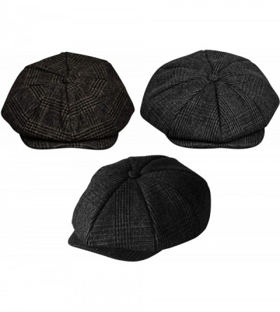 Newsboy Caps Men's Wool Newsboy Cap- 8 Piece Panel Flat Cap Cabbie Hat Classic Plaid - Coffee Plaid-l/Xl - CS1924LLOO4 $17.82