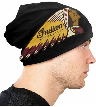 Skullies & Beanies Indian Vintage Motorcycle Beanie Hat Skull Cap - Black - CQ18AOEYNO4 $22.71