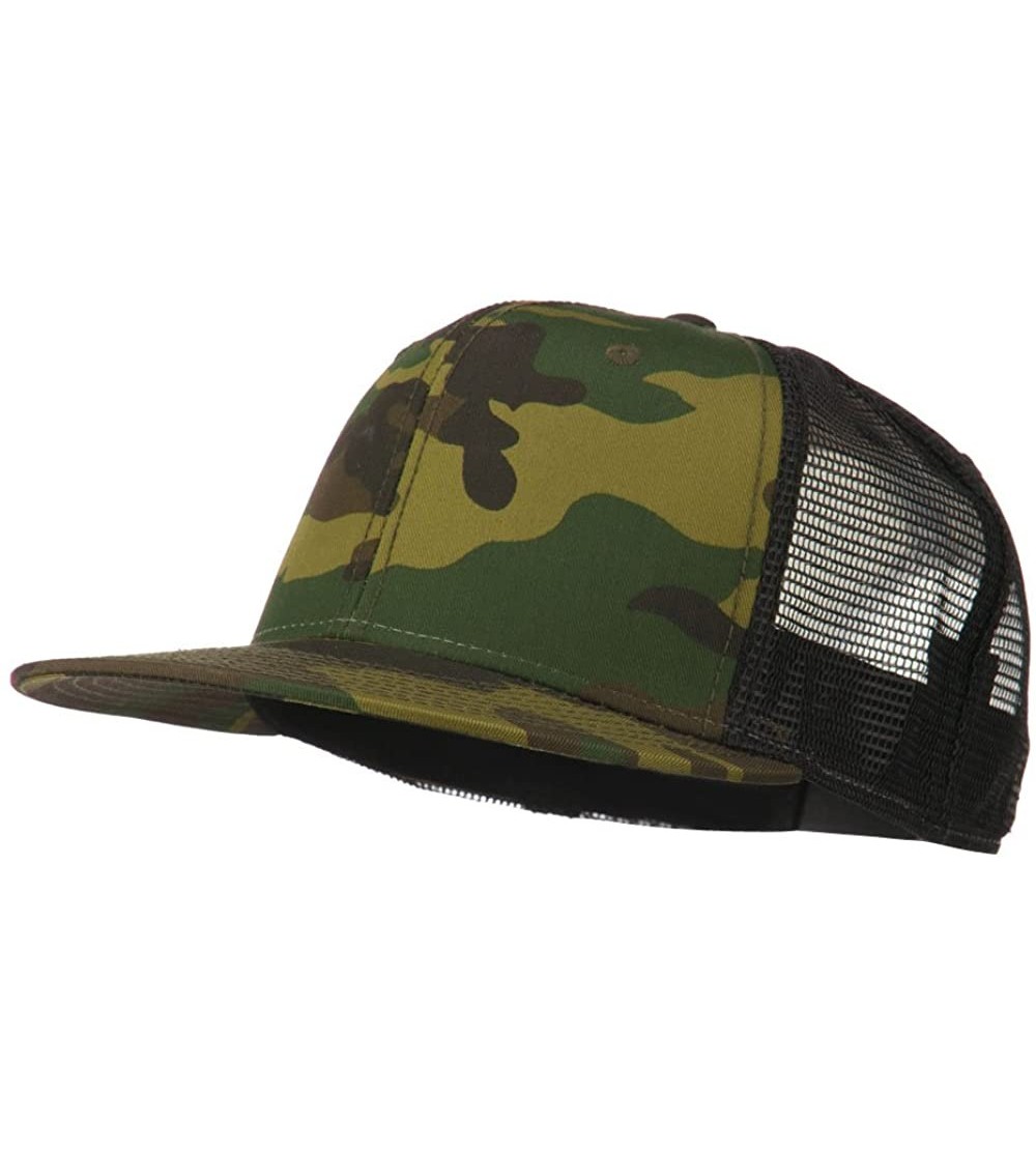 Baseball Caps Camouflage Cotton Flat Bill Trucker Cap - Camo Black - CI11UU7DBYH $13.02