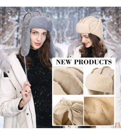 Bomber Hats Womens Winter Trapper Hats Faux Fur Earflap Hunting Hat for Outdoor Ski Snow Cold Weather Warm Fleece Lined - C61...