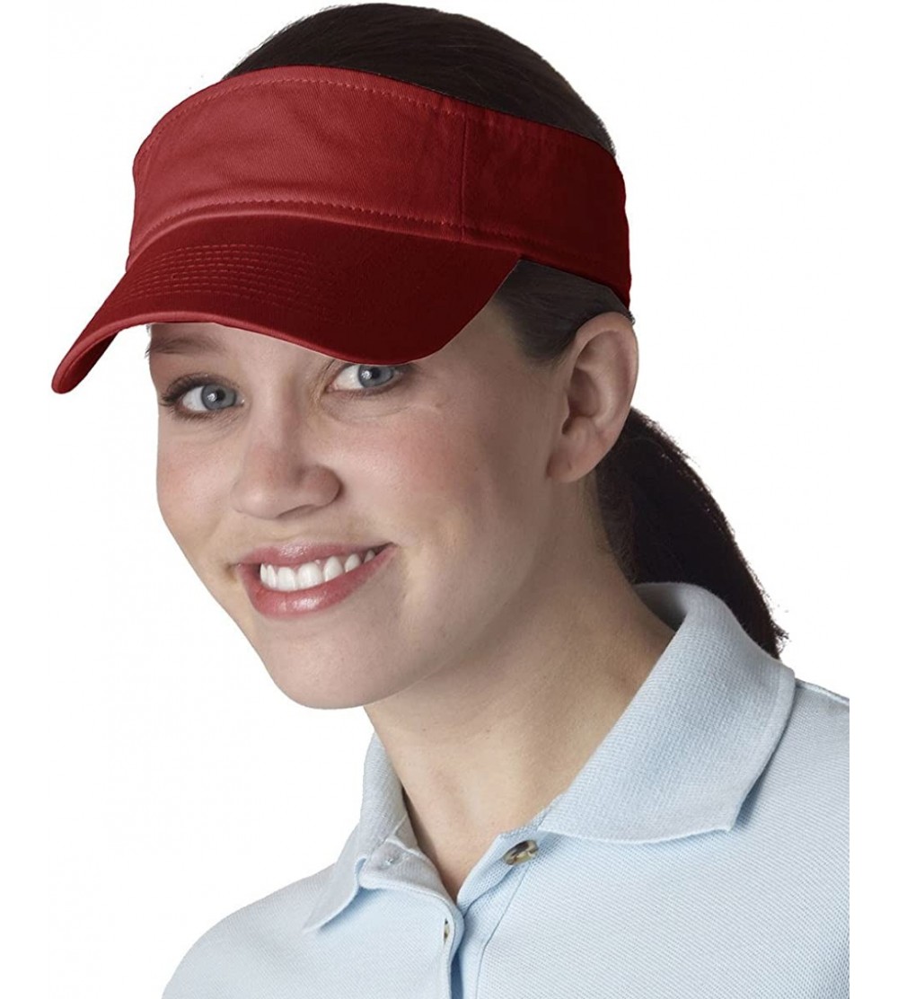 Visors Classic Cut Chino Cotton Twill Visor (8103) - Red - CR1147687EB $7.12