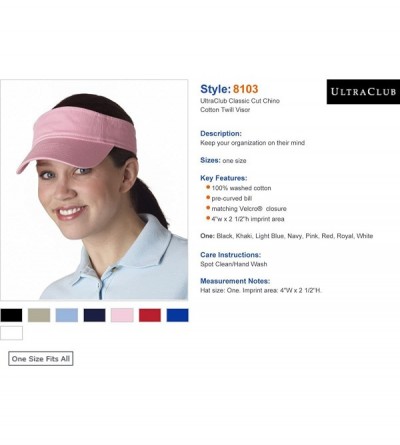 Visors Classic Cut Chino Cotton Twill Visor (8103) - Red - CR1147687EB $7.12