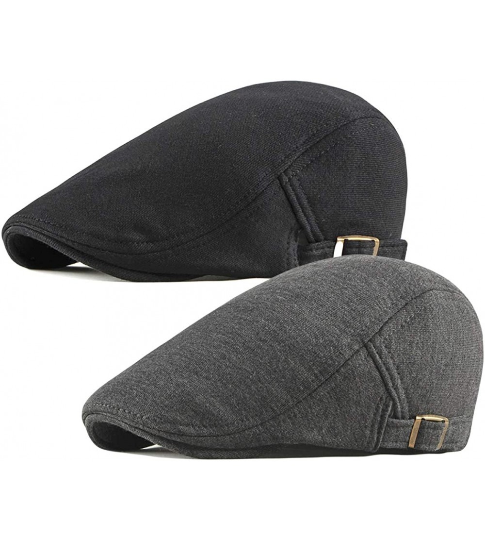 Newsboy Caps Men's Cotton Flat Ivy Gatsby Newsboy Driving Hat Cap - 2 Pack-g - CI18SHTKT6A $15.99