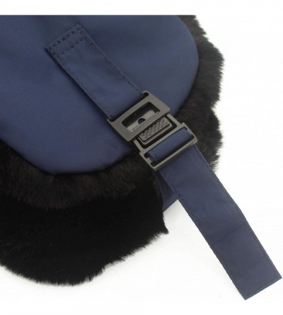 Bomber Hats Oudoor Unisex Faux Fur Lined Trapper Hat Warm Windproof Winter Russian Hats - Navy Blue - C518AS696Q3 $14.31