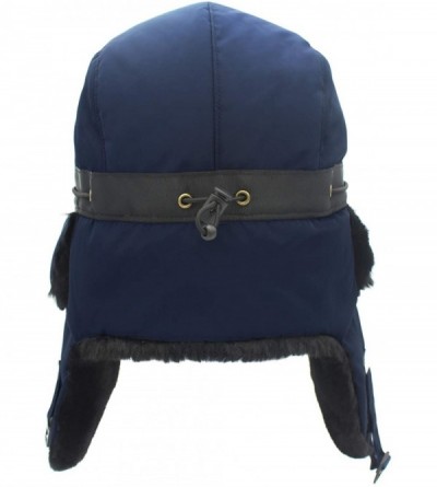 Bomber Hats Oudoor Unisex Faux Fur Lined Trapper Hat Warm Windproof Winter Russian Hats - Navy Blue - C518AS696Q3 $14.31