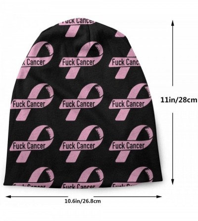 Skullies & Beanies Cotton Beanie Baggy Hat Slouchy Skull Beanie for Men Women - Pink Ribbon Fuck Cancer - CD18AZG9W4M $9.06